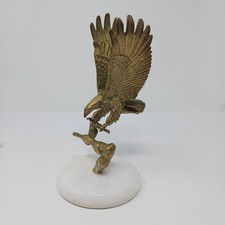 Vintage Brass Eagle Statue Landing on Branch 9