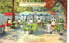 LINEN Postcard    OUTDOOR DINING ROOM, FRENCH RESTAURANT DU-BARRY  -  BOSTON, MA picture
