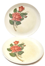 Vintage Royalon Melmac 1950s Dark Rose Dinner Plates Replacements 9.25