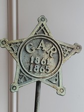 Antique GAR Grand Army Of The Republic Grave Marker Cast Iron With Stake 30