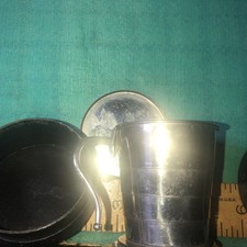 Vintage Collapsible Travel Cup With Leather Case lot x picture