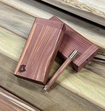 Aromatic Cedar Wood 4” Dugout Stash Box w One Hitter Pipe Set- Made In The USA picture