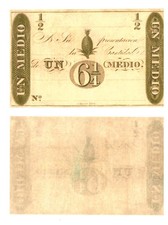 u Reproduction Note Colombia 6 1/4 Centavos = Medio Real 1819 Pick #1   0990R picture