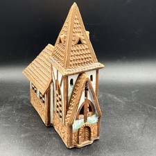 Lithuanian Clay Pottery House Tea Fairy Light Candle Holder Church Lithuania picture