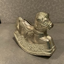 Plated Rocking Horse Coin Bank VTG picture