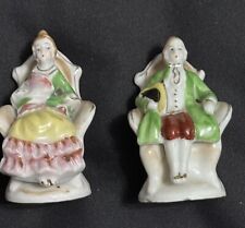 Vintage Occupied Japan Lot Of 2 Ceramic Victorian Colonial Figurines picture