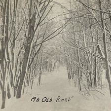 Antique RPPC Real Photograph Postcard Old Road Covered In Snow Woods picture