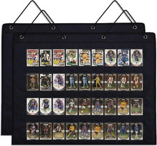 2 Pack Hanging Sports Card Display Case 72 Pockets Black Wall Organizer picture