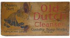 EARLY 20TH C ANTIQUE c1929 OLD DUTCH CLEANSER SOAP ADVRT WOOD BOX SHIPPING CRATE picture