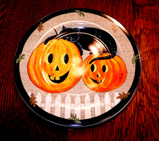 Vintage 2001 Warren Kimble Pumpkin Dreams 8.25 Inch Halloween Plate Sakura picture