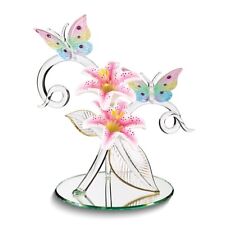 Butterflies and Lily Garden Glass Figurine picture