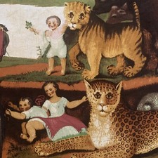 Edward Hicks The Peaceable Kingdom 100% Silk Animals Kids Isaiah Decor ITALY 50