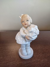 Gerold Porzellan Girl Flower Figurine Porcelain, Bavaria, West Germany picture