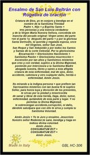 San Luis Beltran Tarjeta de Rezo Italiana Oracion con Ensalmo y Rogativa picture