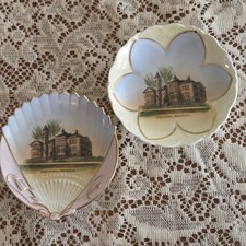 Antique Denison, Iowa High School Pair of Trinket Plates Wheelok Weimar Germany picture