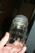 RARE 1923 Atlas Strong Shoulder Mason PINT Jar Clear Embossed Glass Zinc Lid picture