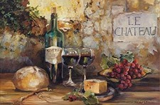 Le Chateau - Wine and Cheese and Grapes by Marilyn Hageman 36x24 Tuscan Art picture