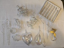 Odd Lot Vtg Glass Ornaments  Teardrops Bells Icicles Pear Irredecent Spun Glass picture
