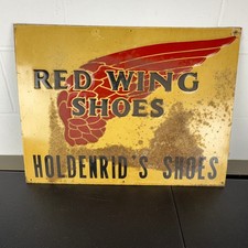 Vintage Red Wing Shoes Embossed Metal Advertising Sign Original Dealer 24