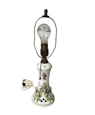 Vintage Dresden Style Porcelain Table Lamp - Delicate Floral Design - Pull Chain picture