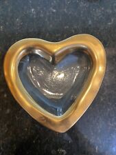 Annieglass 24k Gold Vintage Heart Clear Collectible Glass 8” Signed Handmade picture