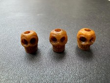 Hand-Carved Yak Bone Cemetery Skull Beads Set of 3 Tibetan Impermanence Beads f picture