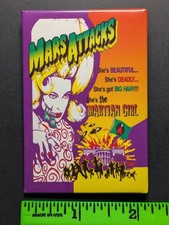 Vintage 1996 Mars Attacks Martian Girl Pinback Pin picture