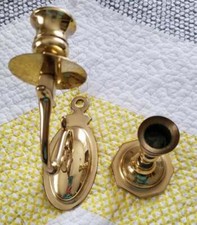 Solid Brass Set Free Standing And Wallmount Votive Candleholder Candlestick VTG picture