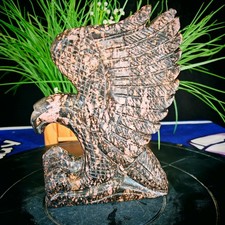 4.51LB TOP Natural Peach blossom stone quartz Eagle crystal Hand-carved ornament picture