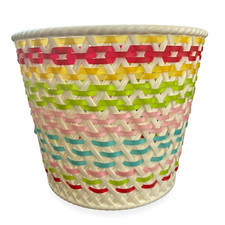 Vintage Dialene Better Maid Trash Can Wastebasket Rainbow Colorful Vinyl Plastic picture
