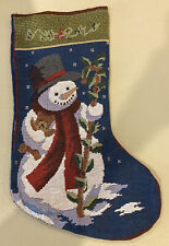 Christmas Stocking SNOWMAN ~ Blue Red Green ~ Holiday Decor picture