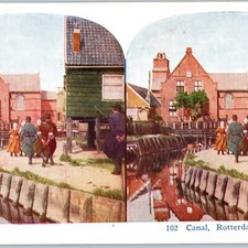 1925 Rotterdam, Holland Canal People Netherlands Men in Dresses Stereoview V39 picture