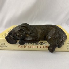 Vintage Solid Bronze Spaniel Dog Shelf Sitter Sculpture Figurine  7” - 1lb 9oz picture