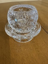 Vtg Salzburg 2 Piece Stackable Leaded Cut Crystal Candle Holder Set Snowflakes picture