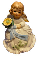 Vtg 1960’s Musical Angel NOVEMBER Girl Figurine Happy Birthday PRICE Japan picture