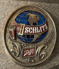 VINTAGE JOS. SCHLITZ BREWING COMPANY BEER SIGN OVAL BLUE GLOBE BAR PUB WALL 3D picture