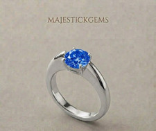 2 Ct Round Cut Lab Grown Blue Diamond Ring 925 Sterling Silver VVS1 picture