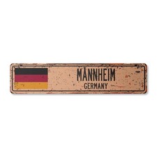 Mannheim Germany Vintage Plastic Street Sign German Flag City Country Road Wall picture