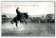 Pendleton Oregon OR Postcard Clarence Adams Going Some At The Round Up Rodeo picture