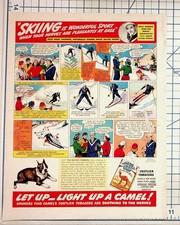 1939 Camel Cigarettes Ad Skiing Hans Thorner Boston Terrier Vintage Ephemera picture