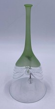Unique Shaped Crystal Bell - Sating Green Glass and Etched Base - No damage. 8