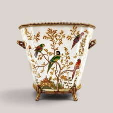 New Louis XV French Chinoiserie Porcelain Cachepot Planter with Bronze Ormolu 9
