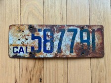 1916 to 1919 Base California License Plate picture