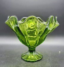 Vintage L. E. Smith Art Glass Swung Pedestal Vase Compote Mid-Century Modern picture