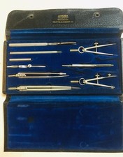 Vintage 9-Piece Keuffel & Esser MINUSA 785 1/2 Drafting Set w/ Felt Lined Case  picture
