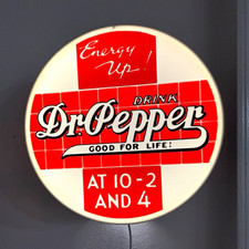 Dr Pepper Round Lighted Wall Advertising Sign Red/White Soda Theme picture