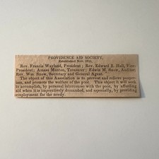 Providence Aid Society Rev. Francis Wayland 1856 Providence RI Ad 5AK8-S22 picture