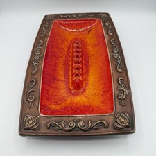 Vintage Treasure Craft MCM Orange Rectangle Ashtray picture