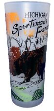 Michigan Sportsman's Paradise Rare Glass Tumbler Frosted Bear In The Woods 6.5