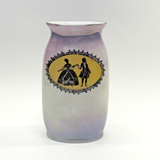 Vintage Czechoslovakia Iridescent Porcelain Dancing Silhouette Vase 6